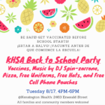 KHSA Vaccine Clinic: Get vaccinated at KHSA August 17th from 4PM-6PM!